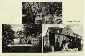 Abb. 5: Das Anwesen auf einer 1935 gelaufenen Mehrbild-Ansichtskarte. Sammlung Mike Leske